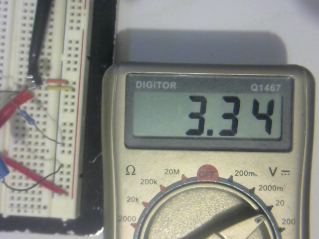 11DE Regulator under test on breadboard