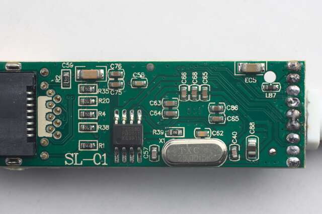 Full view of rear side of PCB